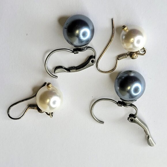 Set of 4 Faux Pearl Drop or Pierce Earrings - Picture 1 of 10